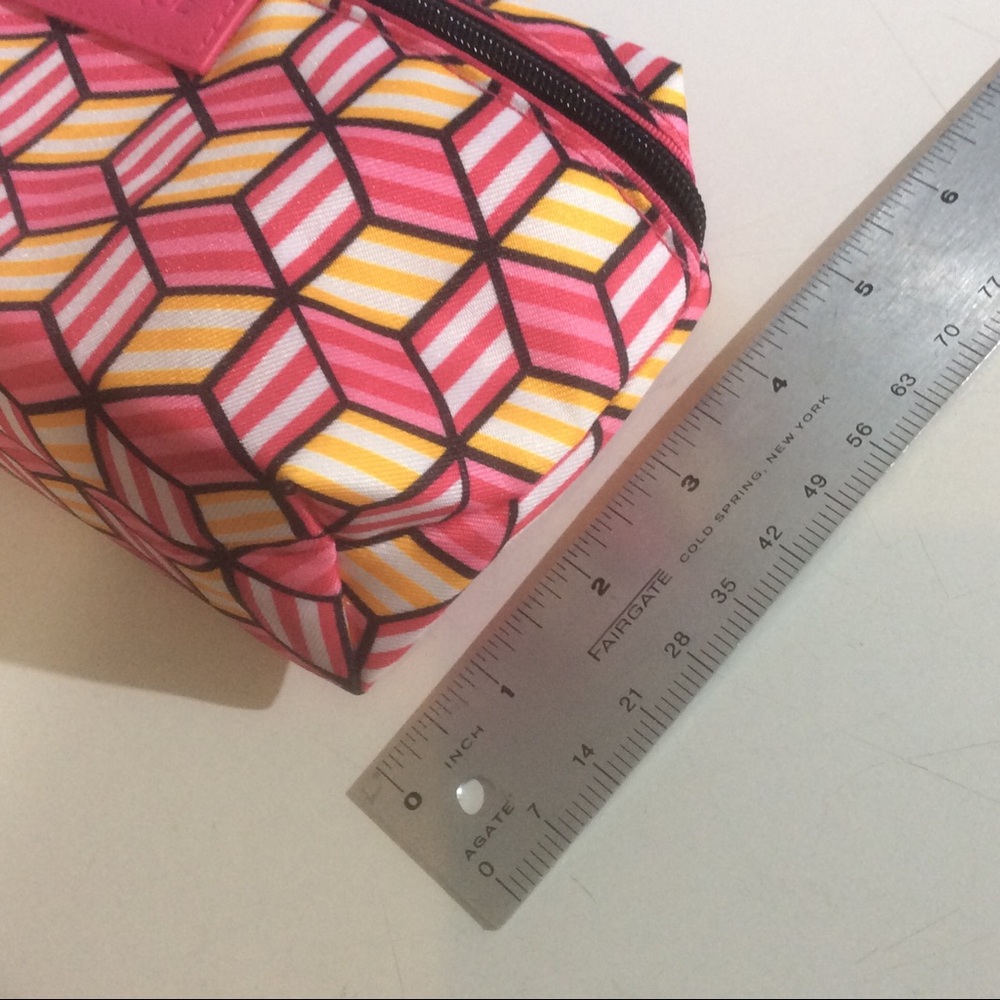Clinique Geometric Square Cube Pink Yellow Rectangular Cosmetic Case Storage Bag - Picture 3 of 6
